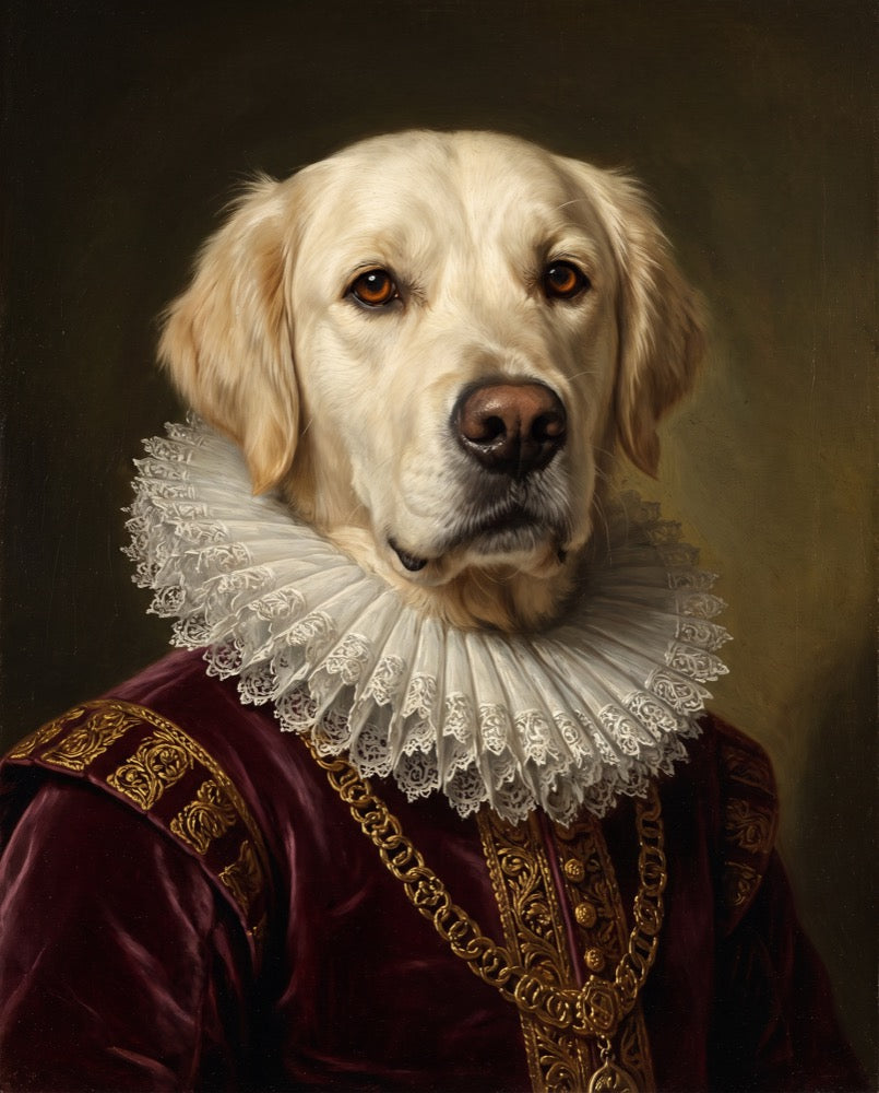 Renaissance Royalty dog portrait - golden retriever
