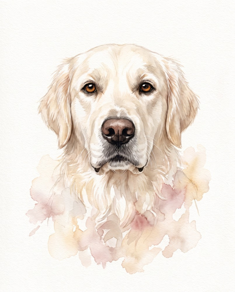 Watercolor dog portrait - golden retriever