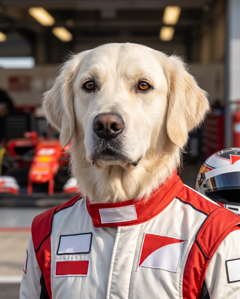 Track and field dog portrait - golden retriever